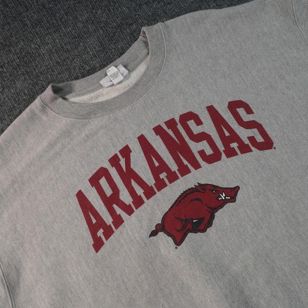 Champion Sweatshirt Mens 2XL Gray Arkansas Razorbacks Reverse Weave Collegiate